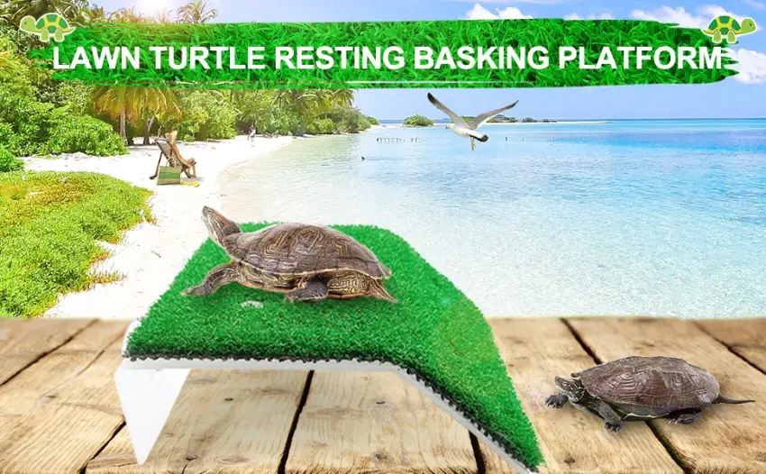 Keedolla Turtle Resting Basking Platform Grass Turtle Ramp for Aquarium, Tortoise Resting Terraces Grass Animal Reptile Pier Green Large - product information 1