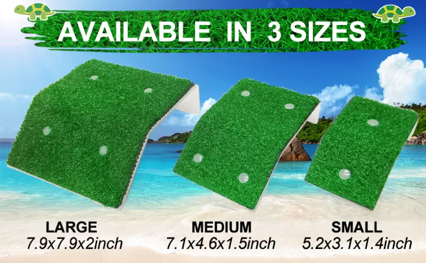 Keedolla Turtle Resting Basking Platform Grass Turtle Ramp for Aquarium, Tortoise Resting Terraces Grass Animal Reptile Pier Green Large - product information 3