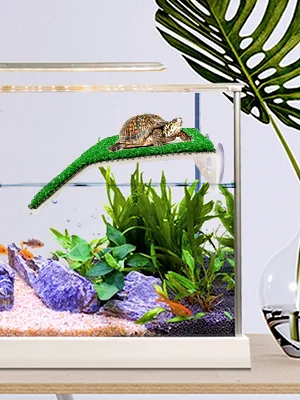 Keedolla Turtle Resting Basking Platform Grass Turtle Ramp for Aquarium, Tortoise Resting Terraces Grass Animal Reptile Pier Green Large - product information 4