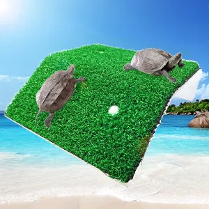 Keedolla Turtle Resting Basking Platform Grass Turtle Ramp for Aquarium, Tortoise Resting Terraces Grass Animal Reptile Pier Green Large - product information 6