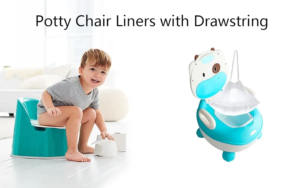 Tebery 150 Pack Portable Potty Chair Liners with Drawstring, Potty Bags Potty Liners Disposable for Baby Toilet Potty Training Seat - product information 1