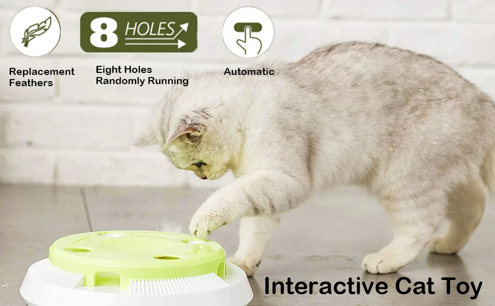 PettomInteractive Cat Toy Butterfly Funny Exercise Electric Flutter Rotating Kitten Toys Pop N Play Replacement Feathers L Green - Cat Toys