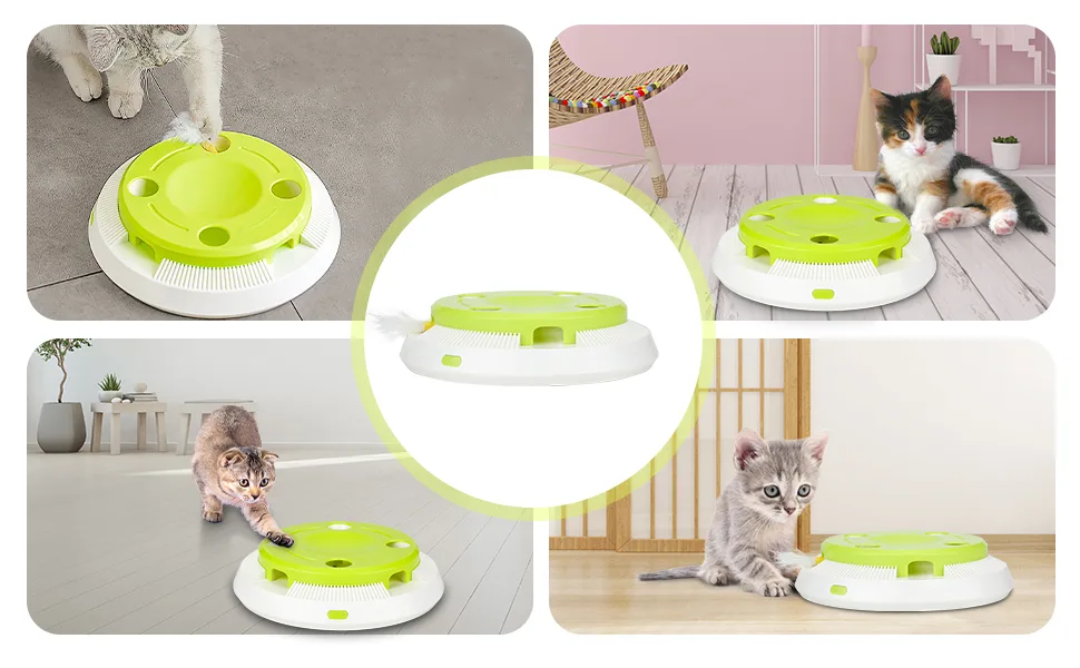 PettomInteractive Cat Toy Butterfly Funny Exercise Electric Flutter Rotating Kitten Toys Pop N Play Replacement Feathers L Green - Teaser Robotic Auto toy