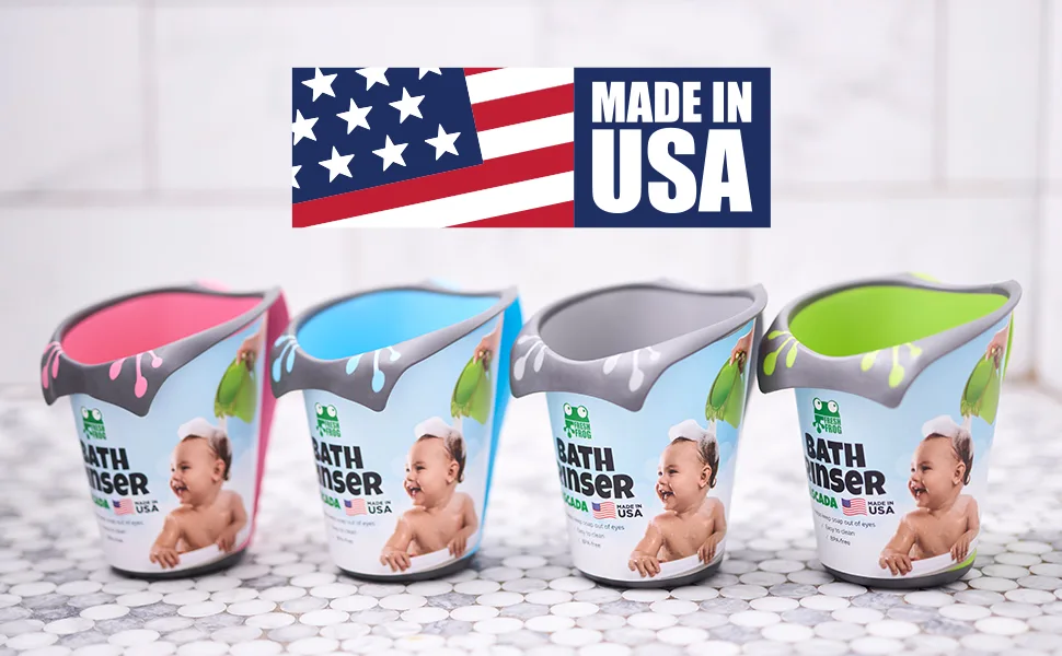 FRESH FROG Cascada Rinse Cup | Tear-Free Waterfall Rinser | Made in USA (Blue) - Cascada main image