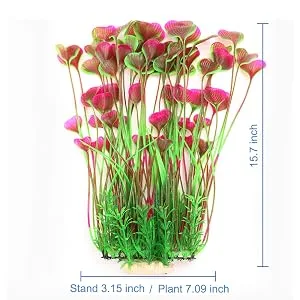 QUMY Large Aquarium Plants Artificial Plastic Fish Tank Plants Decoration Ornament for Fish A-red 15.7 Inches - product information 1