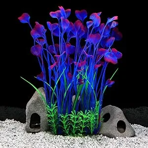 QUMY Large Aquarium Plants Artificial Plastic Fish Tank Plants Decoration Ornament for Fish A-red 15.7 Inches - product information 5