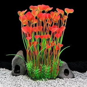 QUMY Large Aquarium Plants Artificial Plastic Fish Tank Plants Decoration Ornament for Fish A-red 15.7 Inches - product information 6