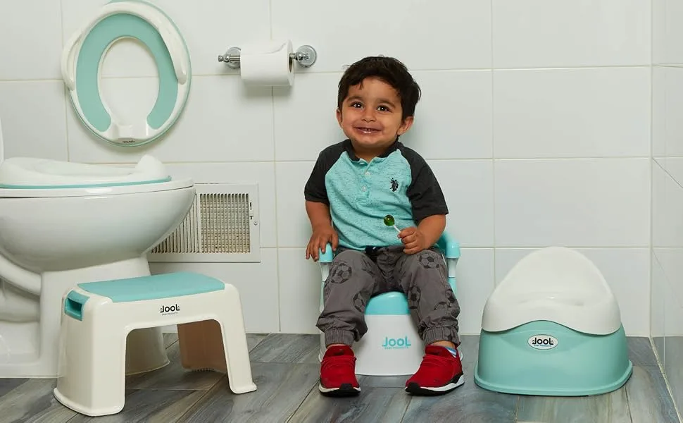 Potty Training Seat for Boys and Girls With Handles, Fits Round & Oval Toilets, Non-Slip with Splash Guard, Includes Free Storage Hook - Jool Baby - potty