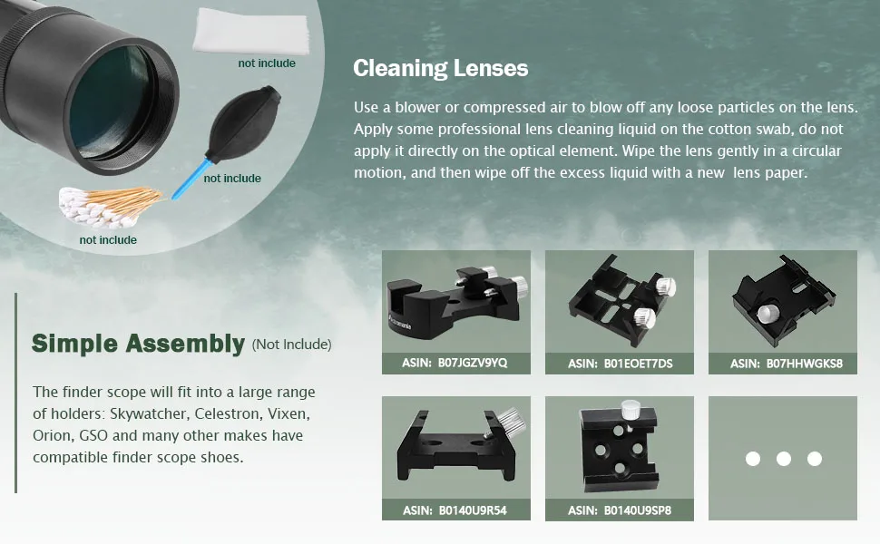 Astromania 9x50 Finder Scope, Black  Multi-Coated Altazimuth Mount - product information 7