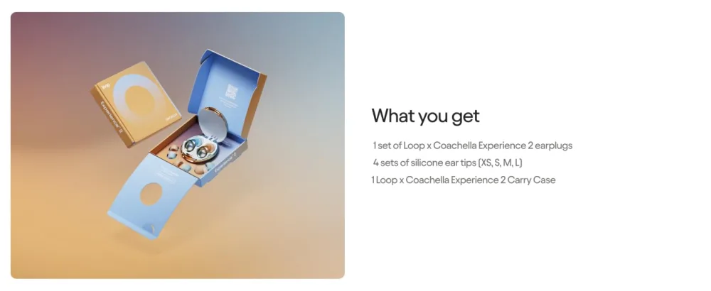 Loop x Coachella Experience 2 Earplugs - Coachella - loop experience ear plugs for noise reduction