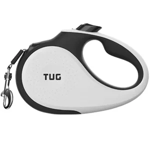 TUG 360 Tangle-Free Retractable Dog Leash with Anti-Slip Handle | 16 ft Strong Nylon Tape | One-Handed Brake, Pause, Lock Medium White - TUG Large