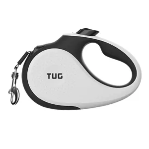 TUG 360 Tangle-Free Retractable Dog Leash with Anti-Slip Handle | 16 ft Strong Nylon Tape | One-Handed Brake, Pause, Lock Medium White - TUG Medium