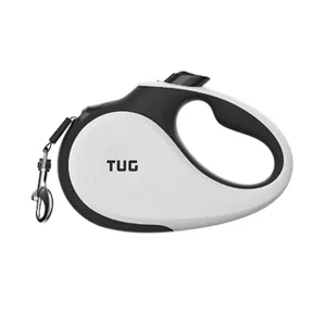 TUG 360 Tangle-Free Retractable Dog Leash with Anti-Slip Handle | 16 ft Strong Nylon Tape | One-Handed Brake, Pause, Lock Medium White - TUG Small
