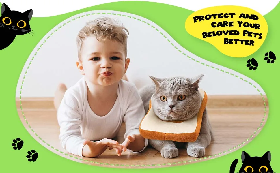 Frienda 2 Pieces Adjustable Cat E-Collar Cat Elizabeth Collar Cute Toast Neck Cone Collar Adjustable Cat Cone Collar with Soft Edge for Kitten and Cats - product information 7