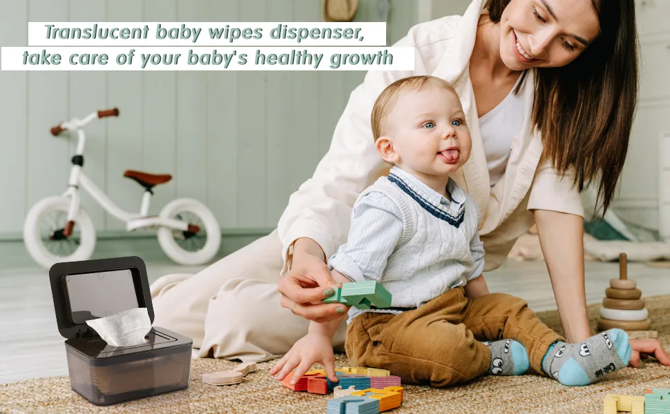 Jitnetiy Removable Wipes Dispenser Large Wipes Case Holder Container Keeps Wipes Fresh (Dark Brown) - Wipes Dispenser