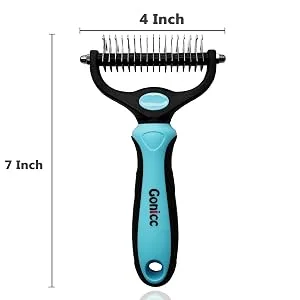 gonicc Professional Dematting Comb with 2 Sided for Dogs and Cats, 17+9 Precision Teeth, Ergonomically Designed, Dematting Undercoat Rake Comb for Dogs and Cats. - gonicc brush