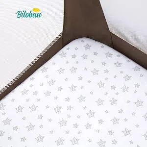 Pack n Play Fitted Sheet, Soft Jersey Cotton Portable Playard Sheets, 2 Pack Mini Crib Sheets, Unisex, Preshrunk playard/pack n play/mini crib White & Grey - pack n play mattress sheet
