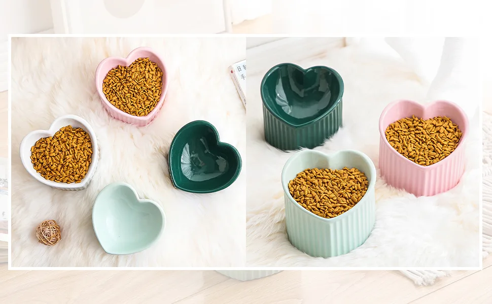Ceramic Raised Cat Bowls, Tilted Elevated Food or Water Bowls , Stress Free, Backflow Prevention, Dishwasher and Microwave Safe, Lead & Cadmium Free Pink - product information 3