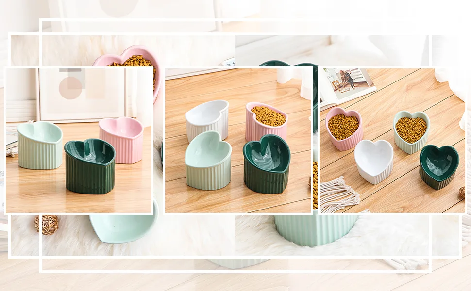 Ceramic Raised Cat Bowls, Tilted Elevated Food or Water Bowls , Stress Free, Backflow Prevention, Dishwasher and Microwave Safe, Lead & Cadmium Free Pink - product information 4