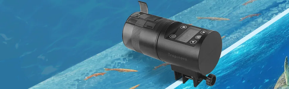 Tropinova Aquarium Automatic Fish Feeder Moisture-Proof Auto Fish Food Dispenser for Aquarium or Small Fish Turtle Tank - Tropinova automatic fish feeder 200ml