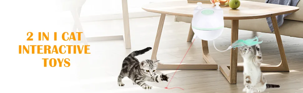 Cat Toys Interactive, 2 in 1 Automatic Cat Infrared Toy & Cats Feather Toys, for Indoor Cats Kitten Play Chase Exercise - active cat toys