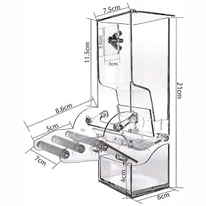 No Split Bird Seed Feeder for Cage,Parrot Automatic Foraging Systems Food Feeding Station with Perch,Heavty Acrylic,One-Step Moulding - update the slot piece size