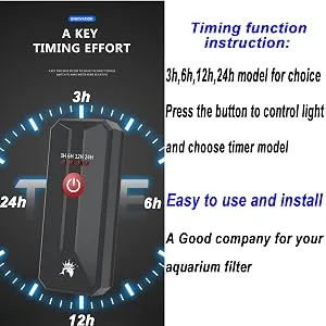 Mini 3W UVC Timer Aquarium UV Clean Light Algae Clear Fish Tank UV Water Clean Lamp Green Bloom Clean Light for Sump Pond Filter Tank - timer function