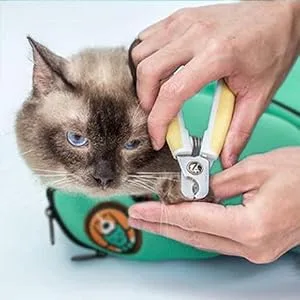 AWOOF Grooming Bag for Cats Adjustable Cat Bathing Bag Anti Scratch & Bite Polyester Soft Durable Mesh Cat Shower Bag for Small Medium Large Cats Nail Trimming Ear Cleaning Medicine Taking - cutting nails