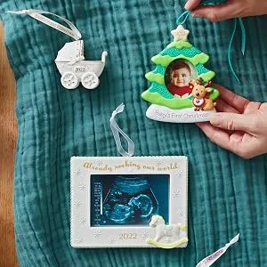 Hallmark Keepsake Christmas Ornament 2022, Rocking Our World Sonogram Picture Frame, Porcelain 2022 Sonogram - Baby