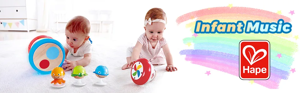 Hape Put-Stay Rattle Set | Three Sea Animal Suction Rattle Toys, Baby Educational Toy Set, Multi, 5'' x 2'' (E0330) - E0330