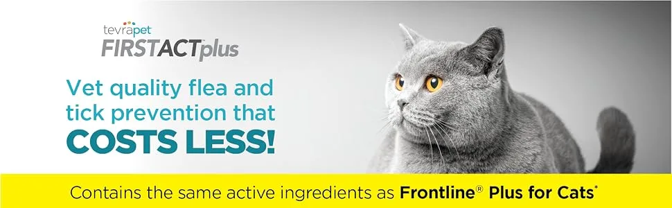 TevraPet FirstAct Plus Flea and Tick Prevention for Cats 1.5 lbs and Over | Waterproof | Fast Acting Treatment 3 Doses - product information 1