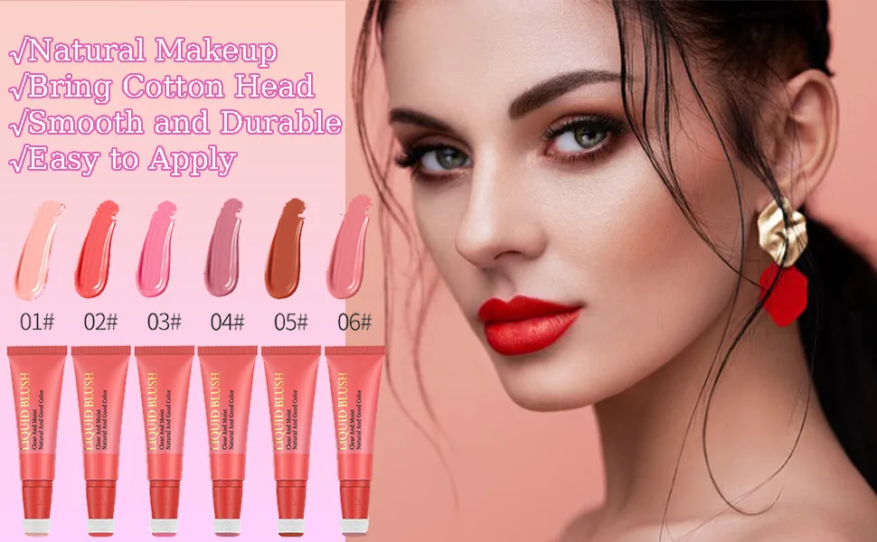 Matte Blush Liquid Makeup Lightweight Highlighter Blush Stick Natural Effect Liquid Blush Stick Waterproof Long Lasting For All Skin Types Natural Look (#04) - product information 20