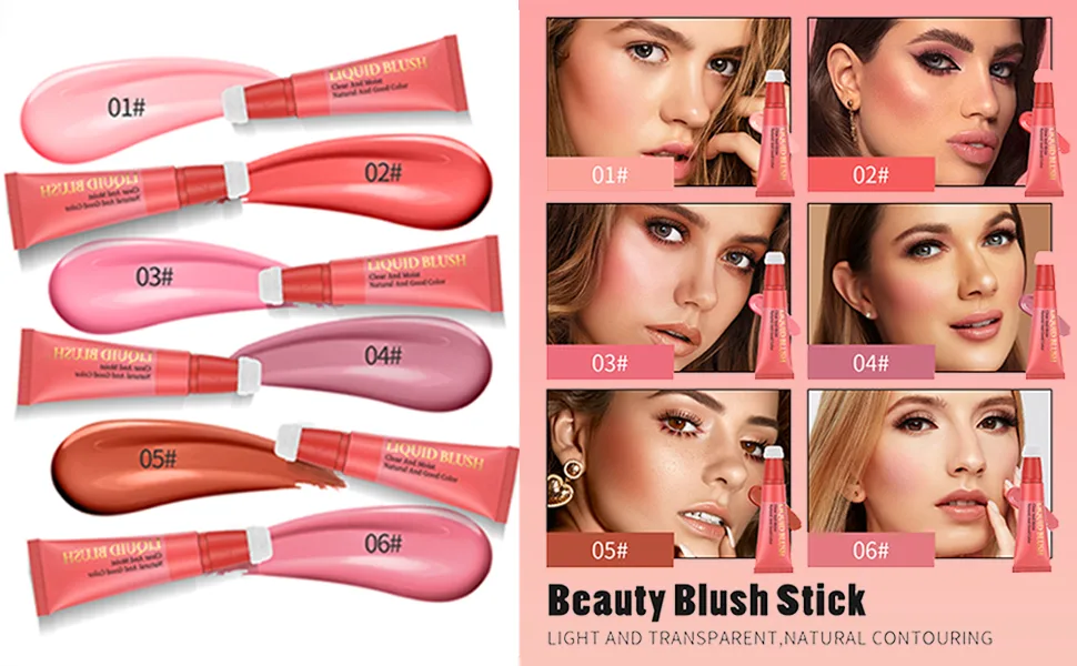 Matte Blush Liquid Makeup Lightweight Highlighter Blush Stick Natural Effect Liquid Blush Stick Waterproof Long Lasting For All Skin Types Natural Look (#04) - product information 23