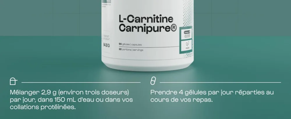 Carnitine Carnipure - 90 Capsules - Fat Burning - Patented Quality - L-Carnitine-L-Tartrate - Vegan - Nutrielement By Nutrimuscle - pre workout perte de poids rapide et efficace phenq brule graisse draineur brule graisse puissant