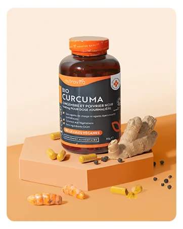 Natural Sleep Complex Vegan - For Quiet Nights - Melissa Chamomile Magnesium 187.5mg & Vitamin B12 - 120 Capsules - Melatonin Alternative - Nutravita - Bio Curcuma