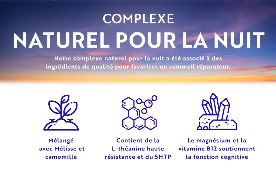 Natural Sleep Complex Vegan - For Quiet Nights - Melissa Chamomile Magnesium 187.5mg & Vitamin B12 - 120 Capsules - Melatonin Alternative - Nutravita - Complexe naturel pour la nuit
