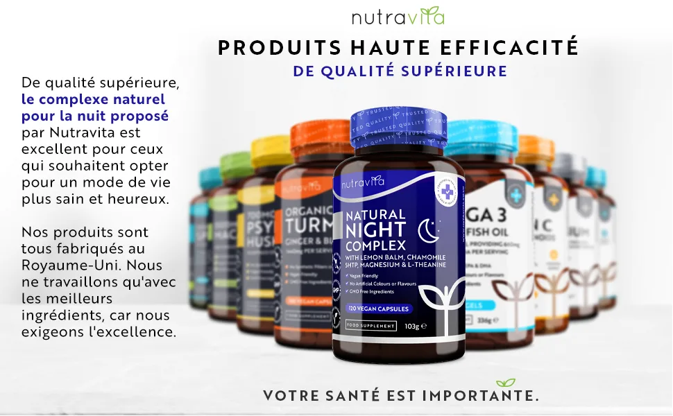 Natural Sleep Complex Vegan - For Quiet Nights - Melissa Chamomile Magnesium 187.5mg & Vitamin B12 - 120 Capsules - Melatonin Alternative - Nutravita - Nutravita