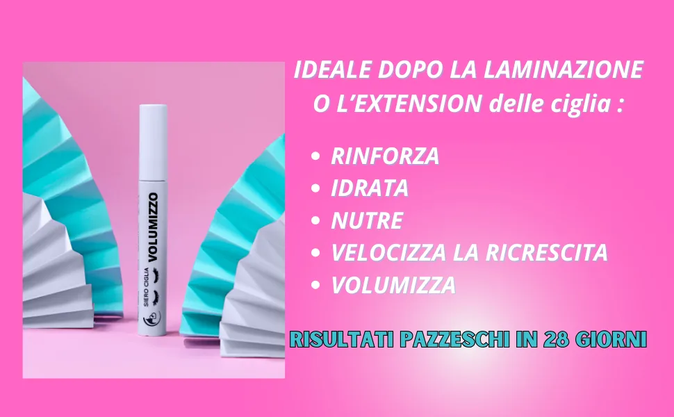 Natural Extendable Eyelash Serum - Extend Eyelashes in 28 Days - Volume Effect - Eyelash Primer - Eyelash Growth Serum with Peptides and Biotin 100% Natural - Made in Italy 10 ml - Sérum cils volume