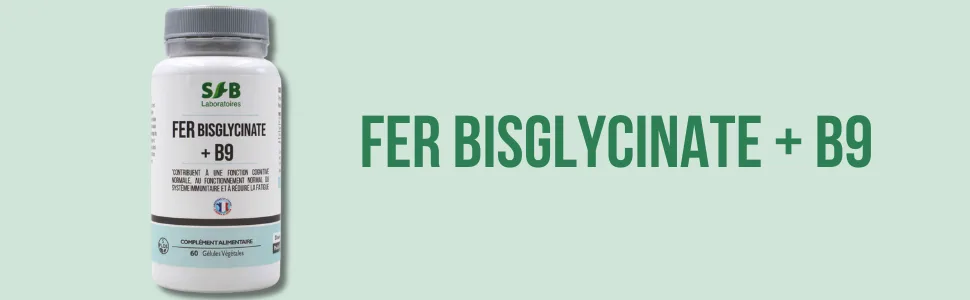 SFB Laboratoires - Iron Bisglycinate + B9 - Reduces Fatigue - Energy Booster - Strengthens the Immune System - 60 capsules - aliments