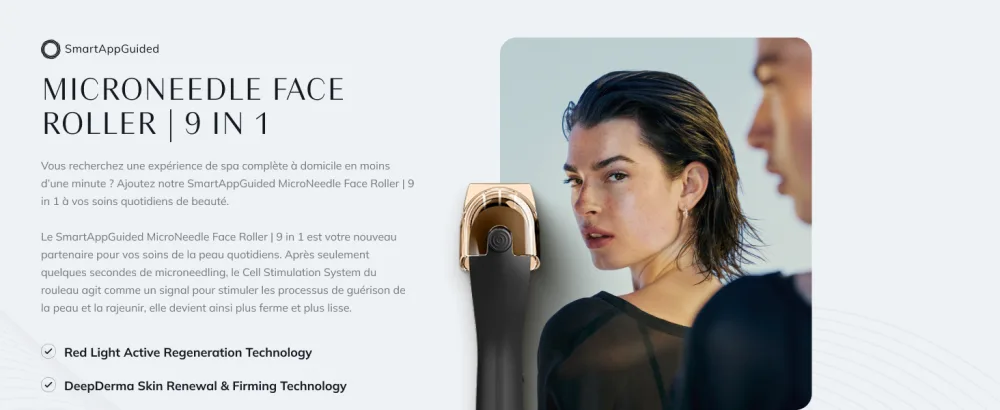 GESKE | SmartAppGuided MicroNeedle Face Roller | 9 in 1 | with rose quartz | Microneedling | Professional Microneedling Device | Needle Roller | Face Beauty Roller | Micro Needles - product information 9