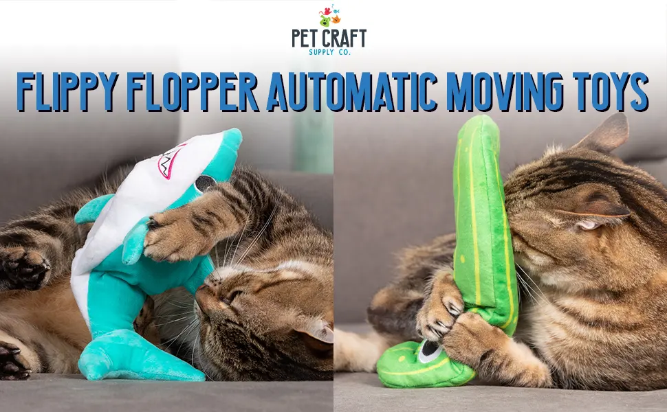 Pet Craft Supply Flipper Flopper Interactive Electric Realistic Flopping Wiggling Moving Fish Potent Catnip and Silvervine Cat Toys Wiggle Pickle - Pet Craft Supply Pickle Flipper Flopper Interactive Electric Realistic Flopping Wiggling Moving Fish