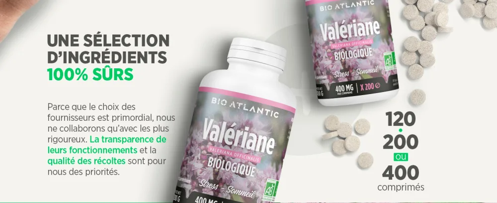 Valerian Bio AB 400mg - 200 Tablets Ingredients for 3 tablets: Dry extract of valerian organic root: 1200 mg talc - image 4