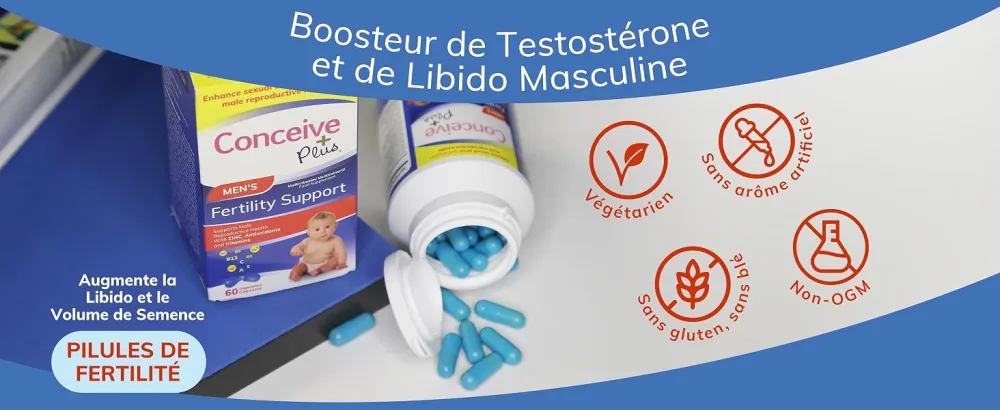Conceive Plus Fertility Vitamins for Men - Stimulates Testosterone Increases Production - Zinc Folate Maca Root Selenium Pills - 60 Vegetarian Capsules - Conceive Plus Vitamines de fertilité pour homme - Stimule la testostérone