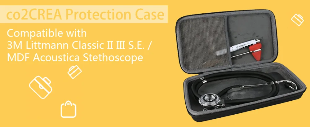 co2CREA Hard Travel Case Cover Shell for 3M Littmann Classic II/III Monitoring Stethoscope(Box Only Ca - product information 3