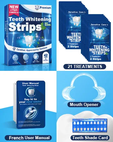 Dental Whitening Kit Teeth Whitening Strips: 42 Enhanced Dental Whitening Strips Without Sensitivity 21 White Strips Treatme - Bandes de blanchiment des dents