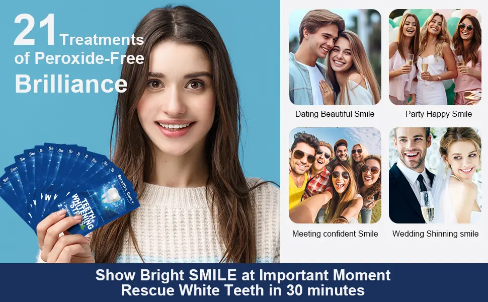 Dental Whitening Kit Teeth Whitening Strips: 42 Enhanced Dental Whitening Strips Without Sensitivity 21 White Strips Treatme - Ce produit contient 21 ensembles de bandes de blanchiment dentaire (utilisables pendant 21 jours)