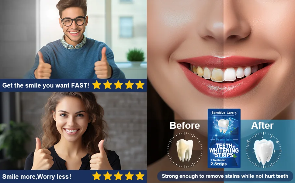 Dental Whitening Kit Teeth Whitening Strips: 42 Enhanced Dental Whitening Strips Without Sensitivity 21 White Strips Treatme - Il suffit d