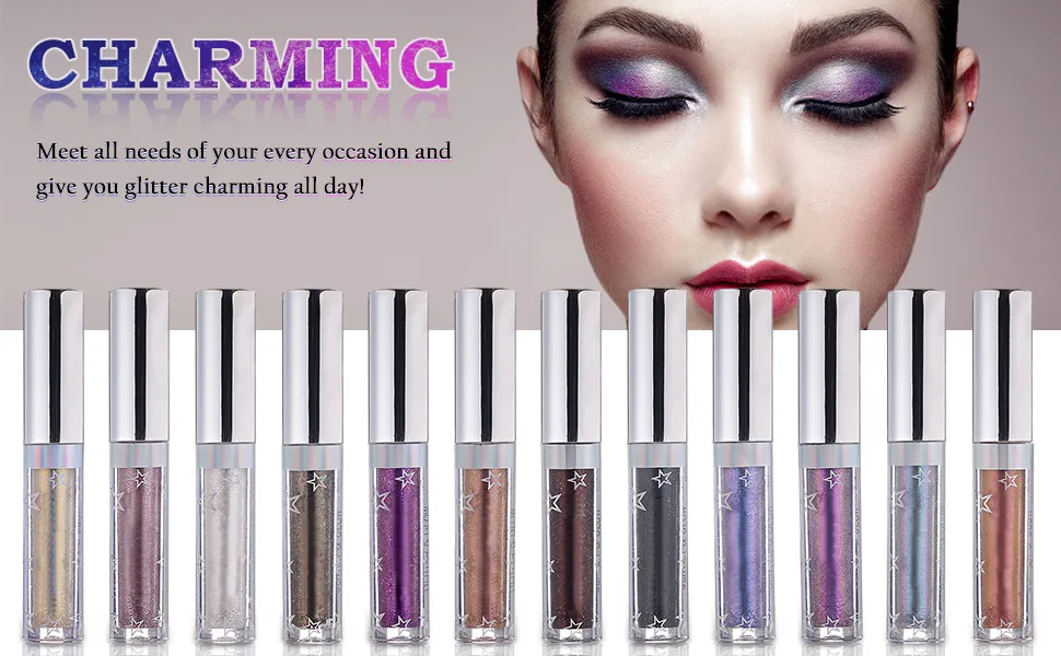 Allbesta Long Lasting Liquid Eyeshadow Makeup Shimmer Metallics Shiny Pen Waterproof Eye Shadow (#101) - 12 couleurs