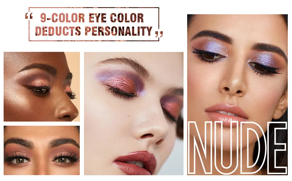 Allbestaye 9 Colors Eyeshadow Palette Glitter Metallic Nude Matte Smoky Eyes Makeup Waterproof - product information 23