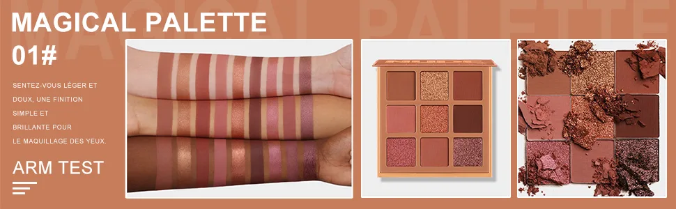 Allbestaye 9 Colors Eyeshadow Palette Glitter Metallic Nude Matte Smoky Eyes Makeup Waterproof - product information 24